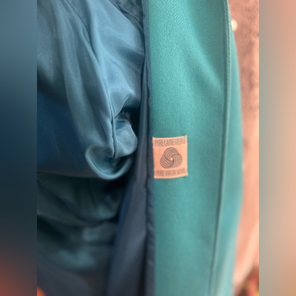 Vintage 80s Pure Virgin Wool Teal Overcoat — Miss Style Creations - Picture 8 of 8
